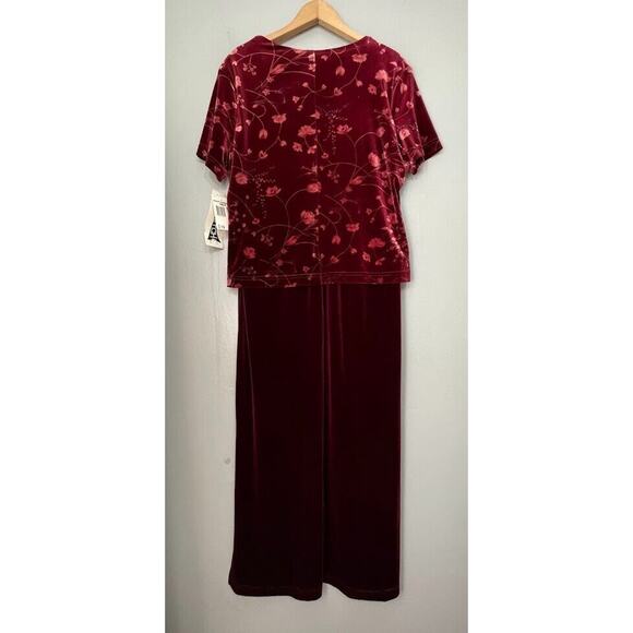 Vintage Bentley Size 12 Burgundy Floral Velvet Dress Layered Regency Dark Easter - Picture 5 of 10